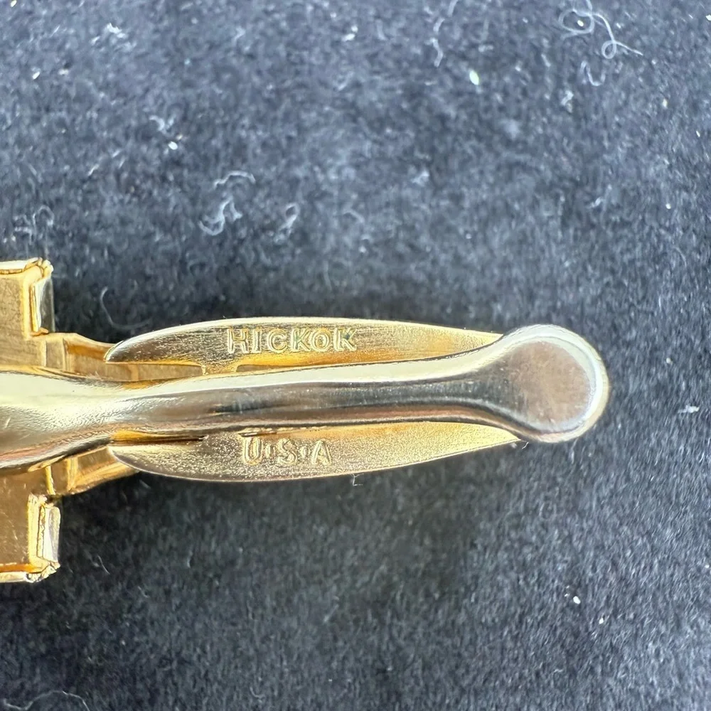 Vintage Hickok Crown Tie Clip Gold Tone Red Enamel USA